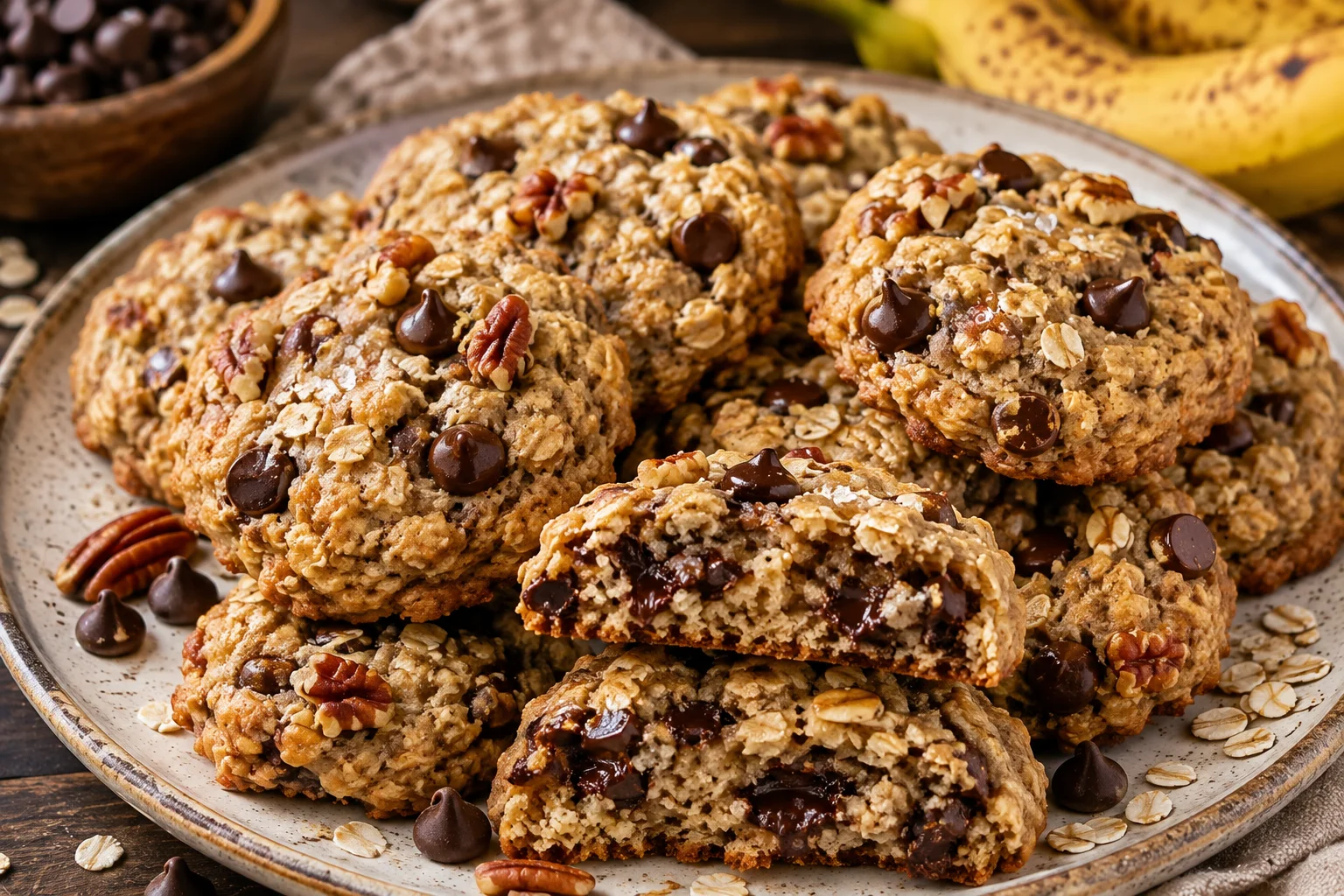 Banana Oat Chocolate Chip Cookies