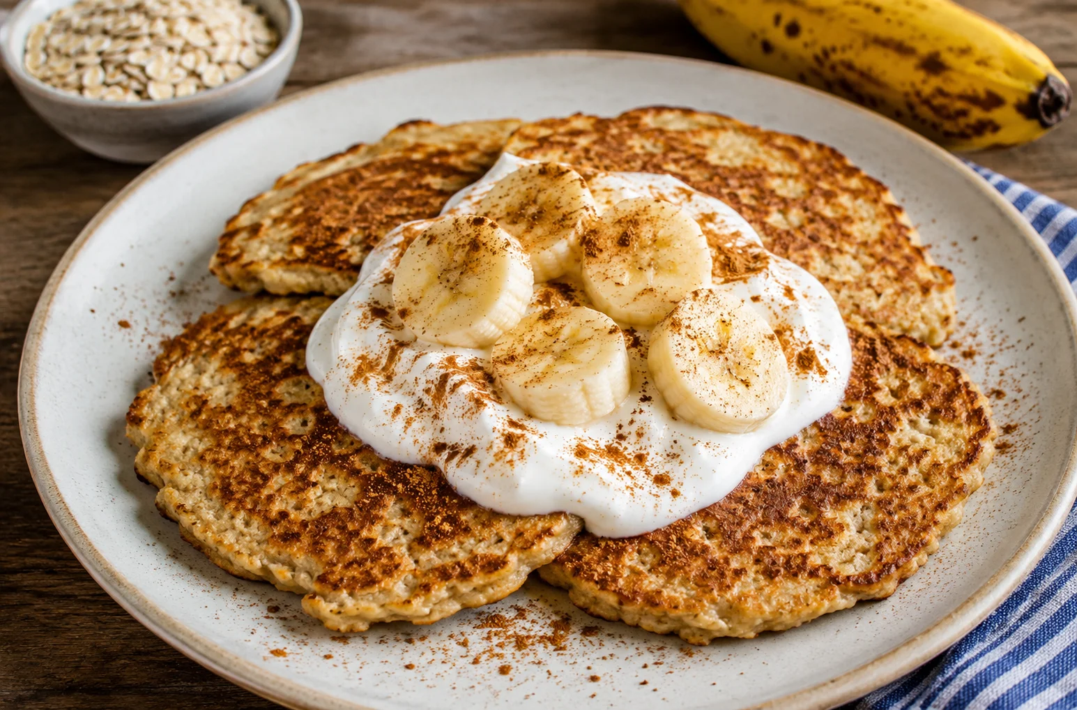 Banana Oatmeal Pancakes