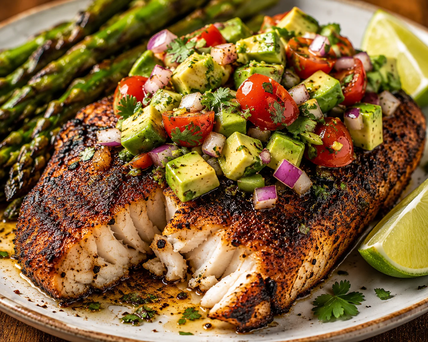 Blackened Grouper with Avocado-Lime Salsa