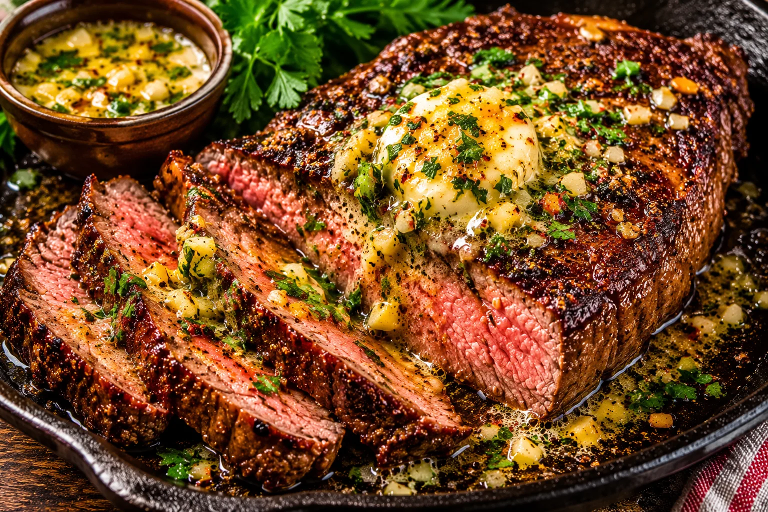 Cast-Iron Steak with Garlic Cowboy Butter