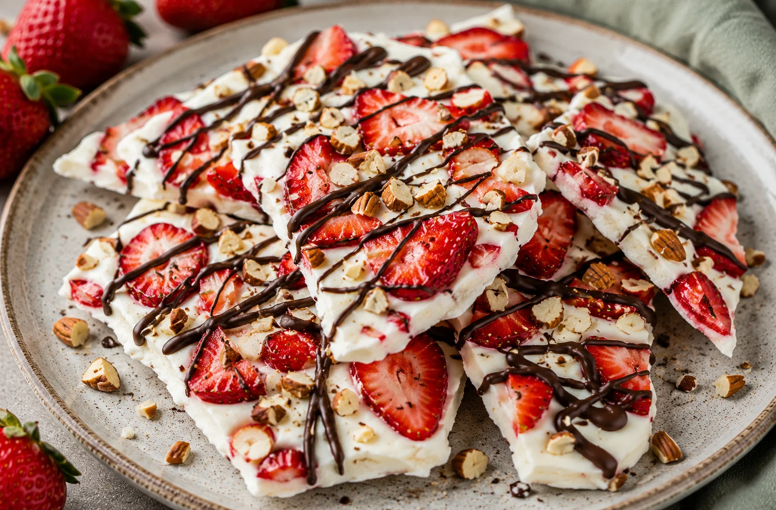 Dark Chocolate Strawberry Yogurt Bark