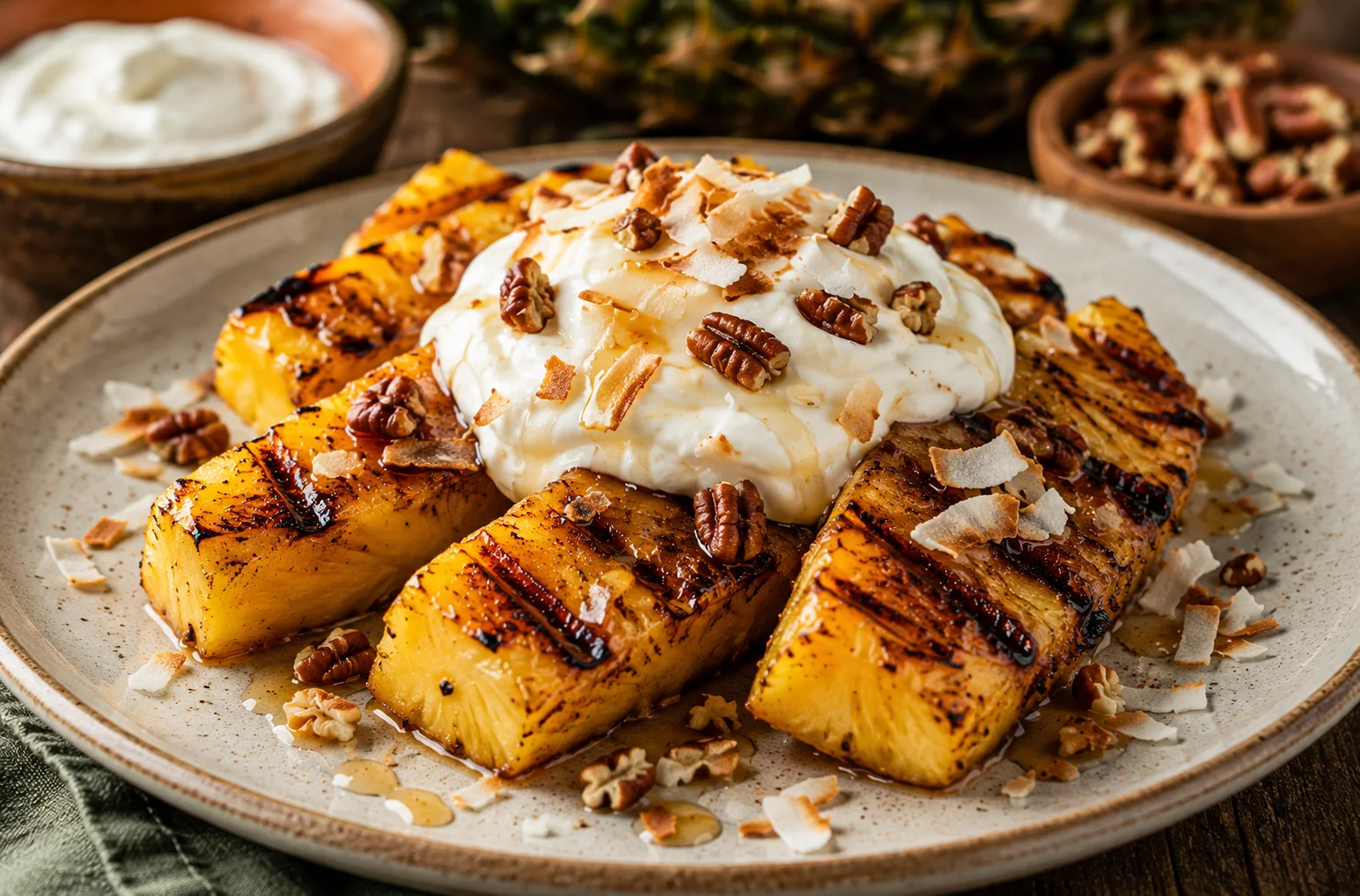 Grilled Cinnamon Pineapple with Greek Yogurt