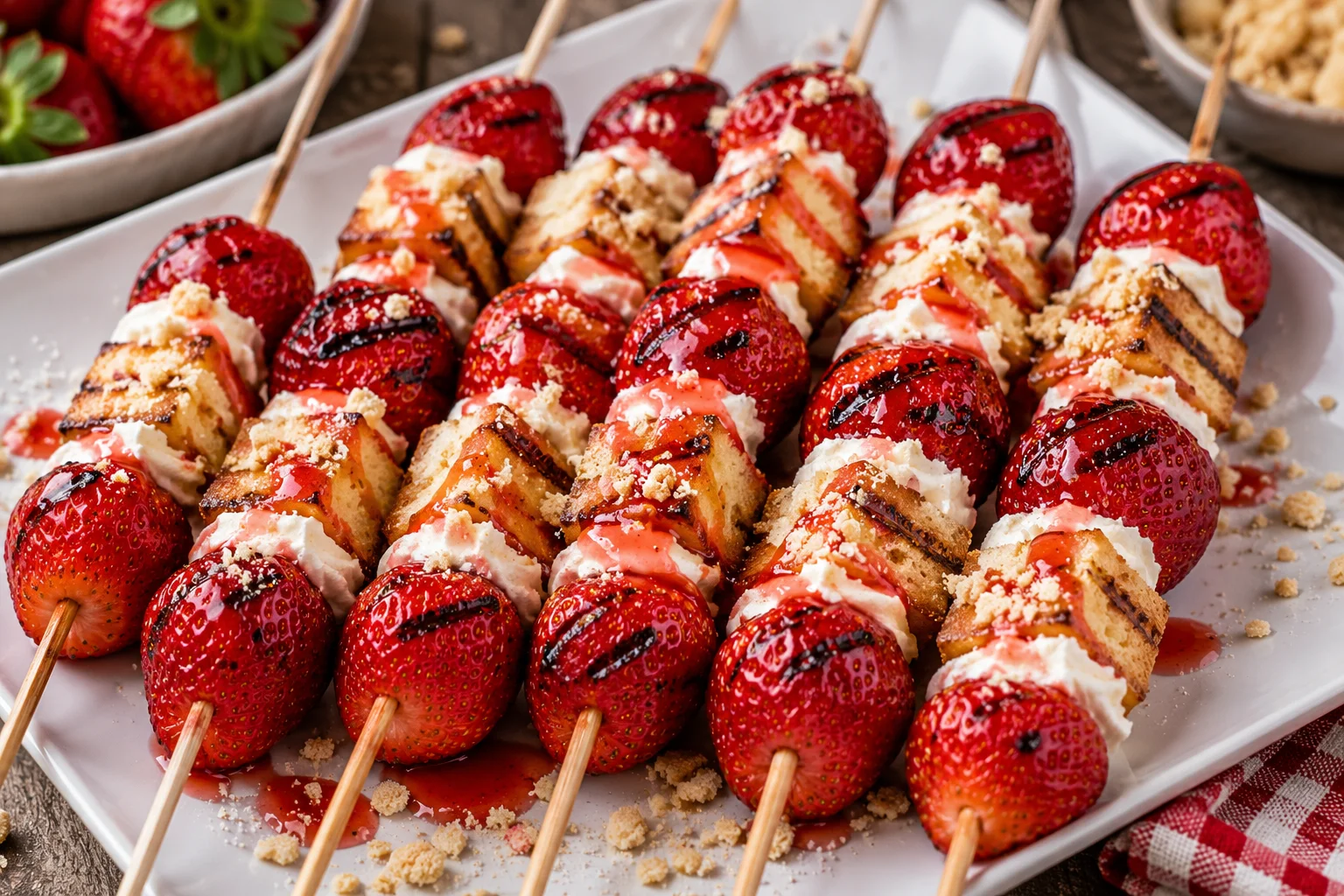 Grilled Strawberry Shortcake Skewers