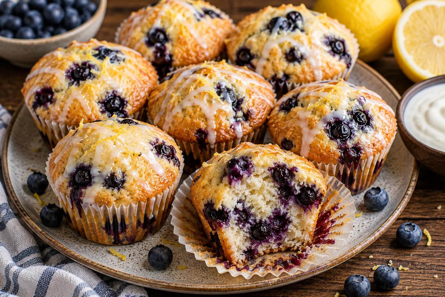 Lemon Blueberry Greek Yogurt Muffins