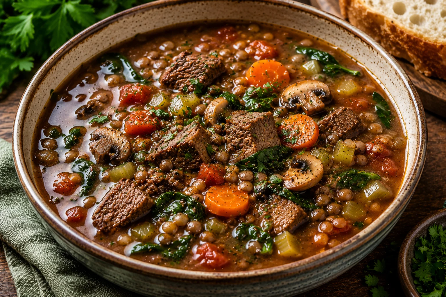 Slow Cooker Beef & Lentil Soup