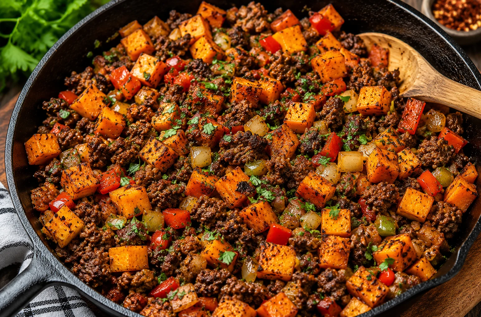 Spiced Beef & Sweet Potato Hash